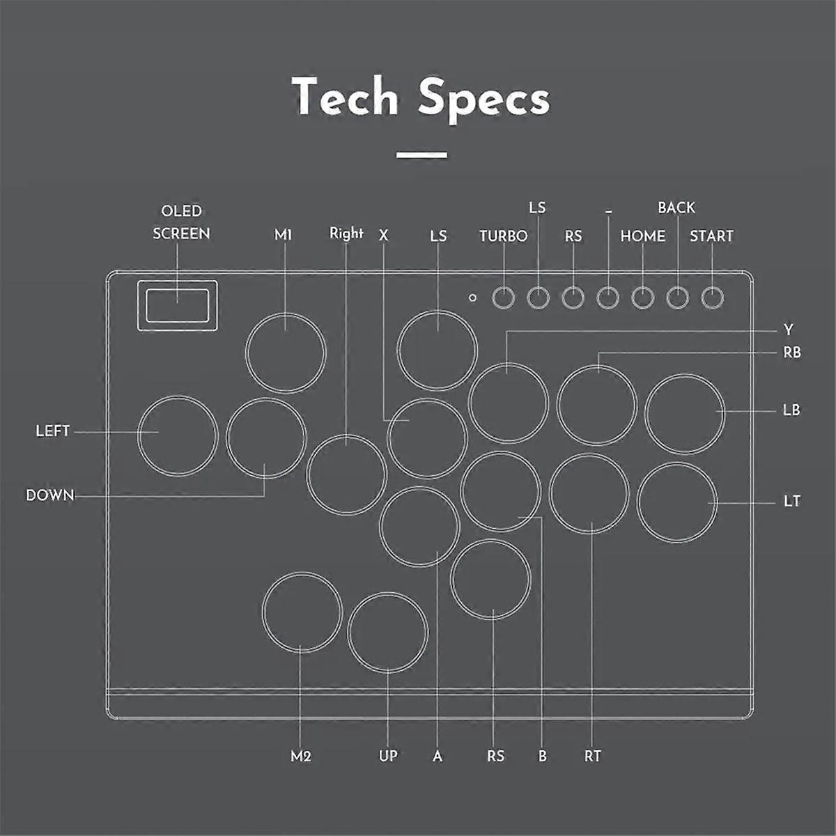 16Keys All-Button Arcade Stick Controller Joystick Controller with Turbo & Custom RGB, Supports Hot-Swap & SOCD