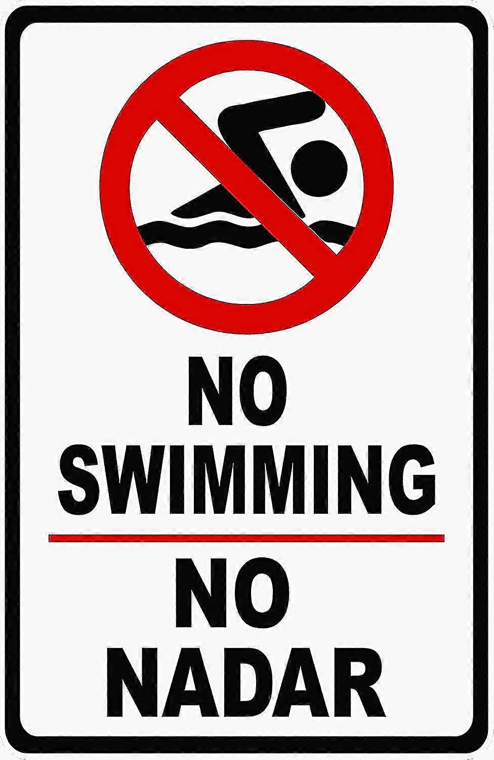 Bilíngue sem sinal de natação. Inglês & Espanhol Sem sinais de Nadar. 8x12 polegadas OU 12x16 polegadas de metal. Modo 24