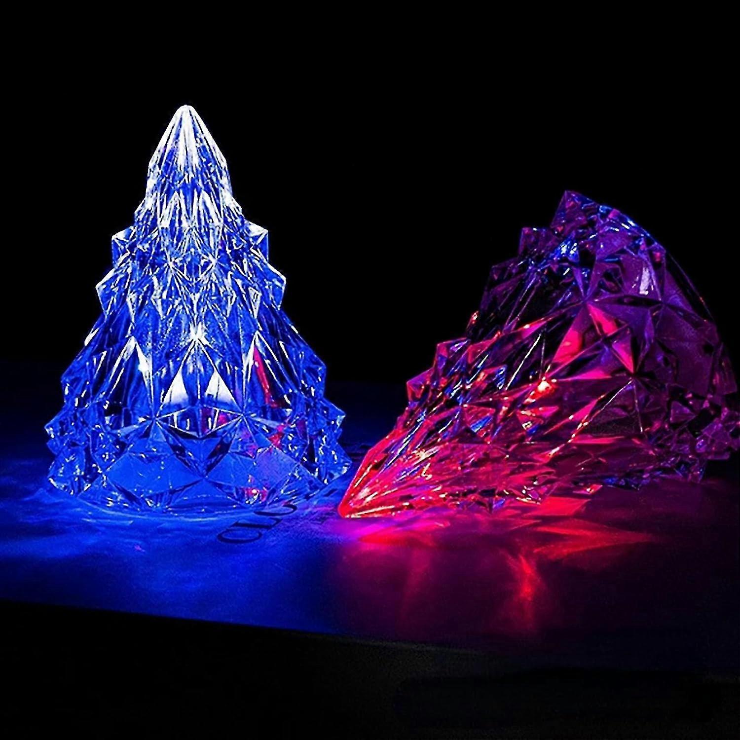 Creative Christmas Tree Table Lamp Led Crystal Lamp Mood Lighting Night Light for Tabletop Mantel Christmas Decoration Craft Ambient Lamp,4pcs,Warm