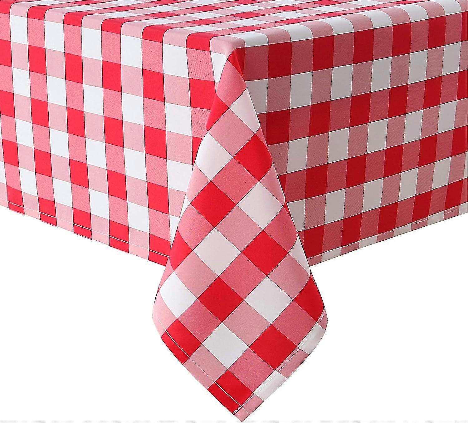 Checkered Rectangle Tablecloth - Stain Resistant, Waterproof and Wrinkle Resistant Washable Table Cloth for Dining Room, 54 x 108 Inch, Red and White