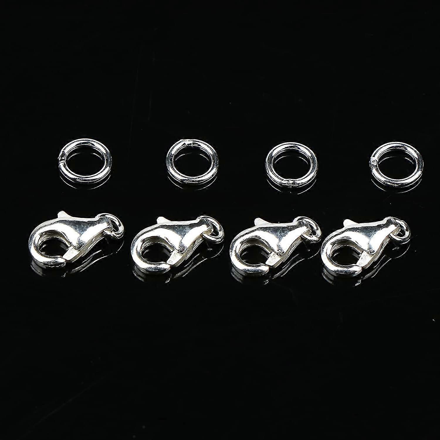 Lobster Clasp 925 Sterling Silver Lobster Claw Clasp With Closed Jump Rings (0.32in / 8mm,4pcs Silver)
