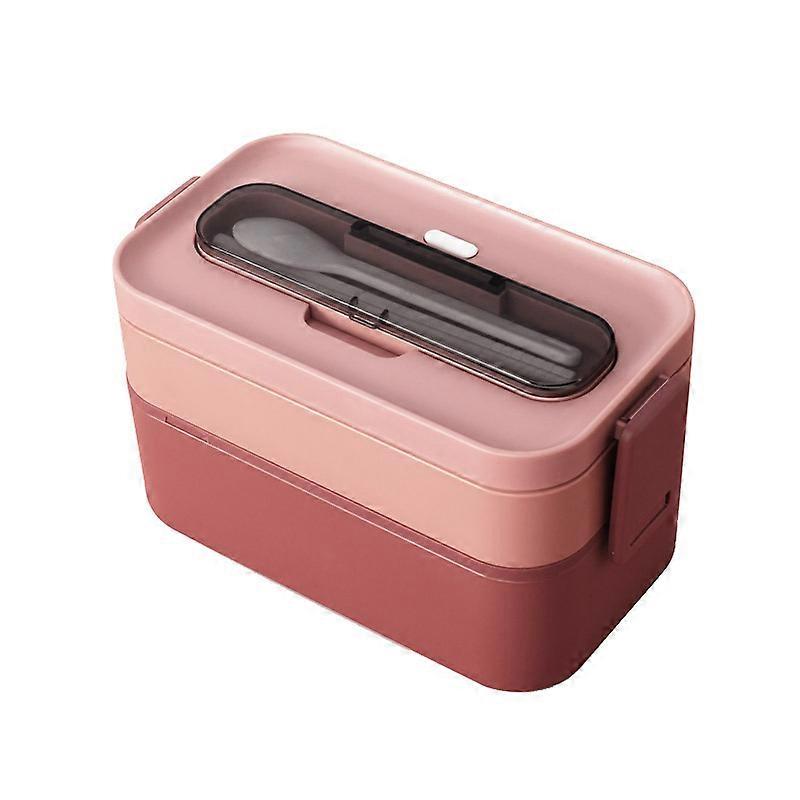Bento Lunch Box Kit, 1600ML Lunch Box with Cutlery-19.5cm length 11.5cm wide 11.5cm height, Leak Proof Bento Box for Picnic, Work, Snack, Microwave