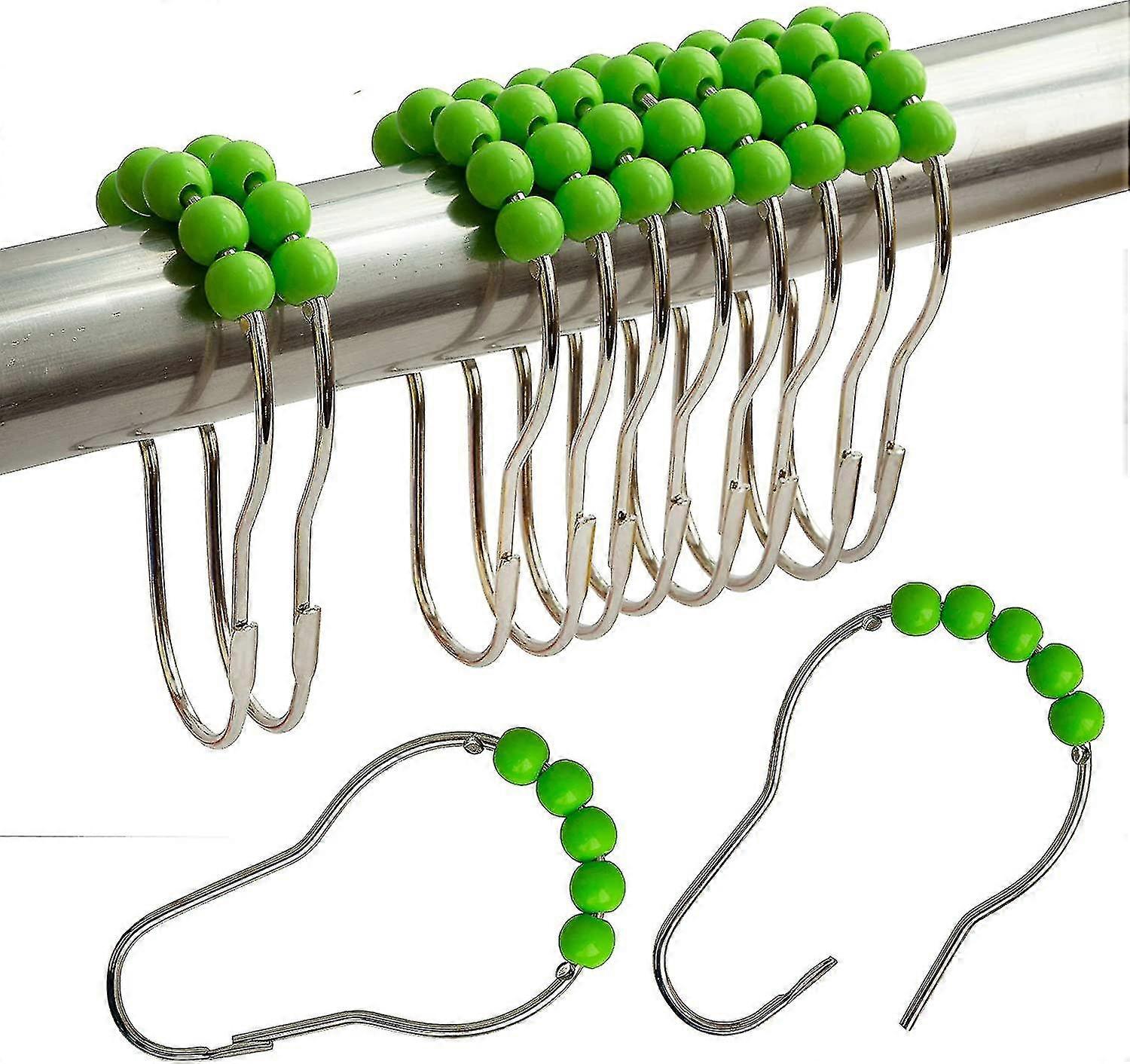 Shower Curtain Hooks Rings (green)