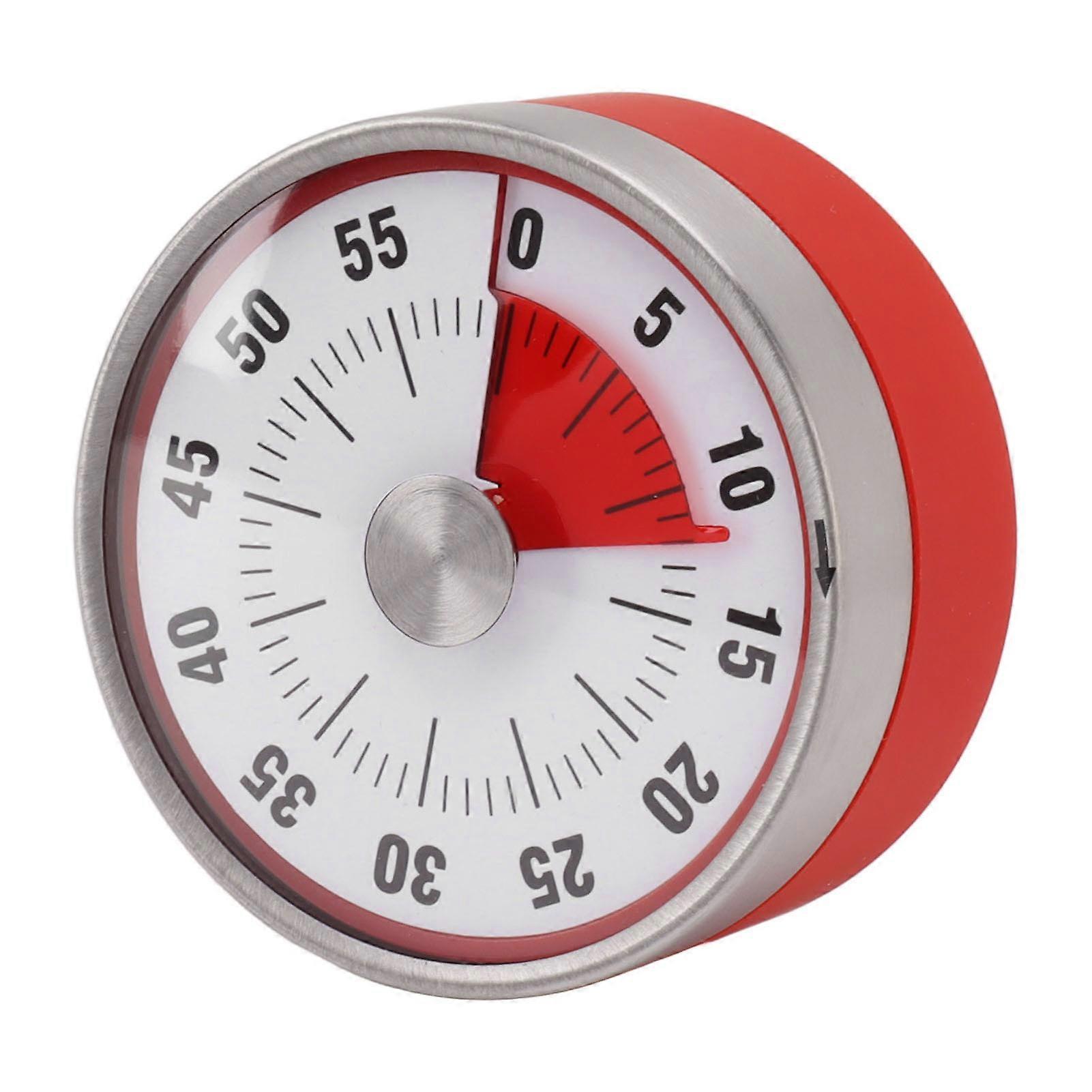 Mechanischer Countdown-Timer 60-Minuten-Magnetischer visueller Uhr-Timer mit Halterung für Arbeitsküche Kochen Rot