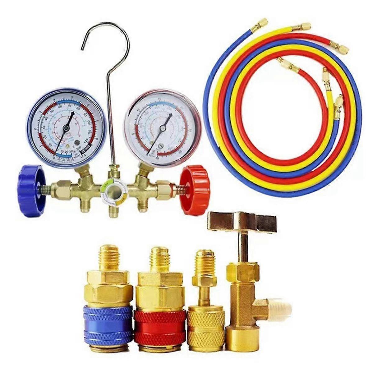 Luftkonditioneringsverktyg Freon för R134A R12 R22 Luftkonditionering Tryckmätare Köldmedietrycksmätning, Set 1