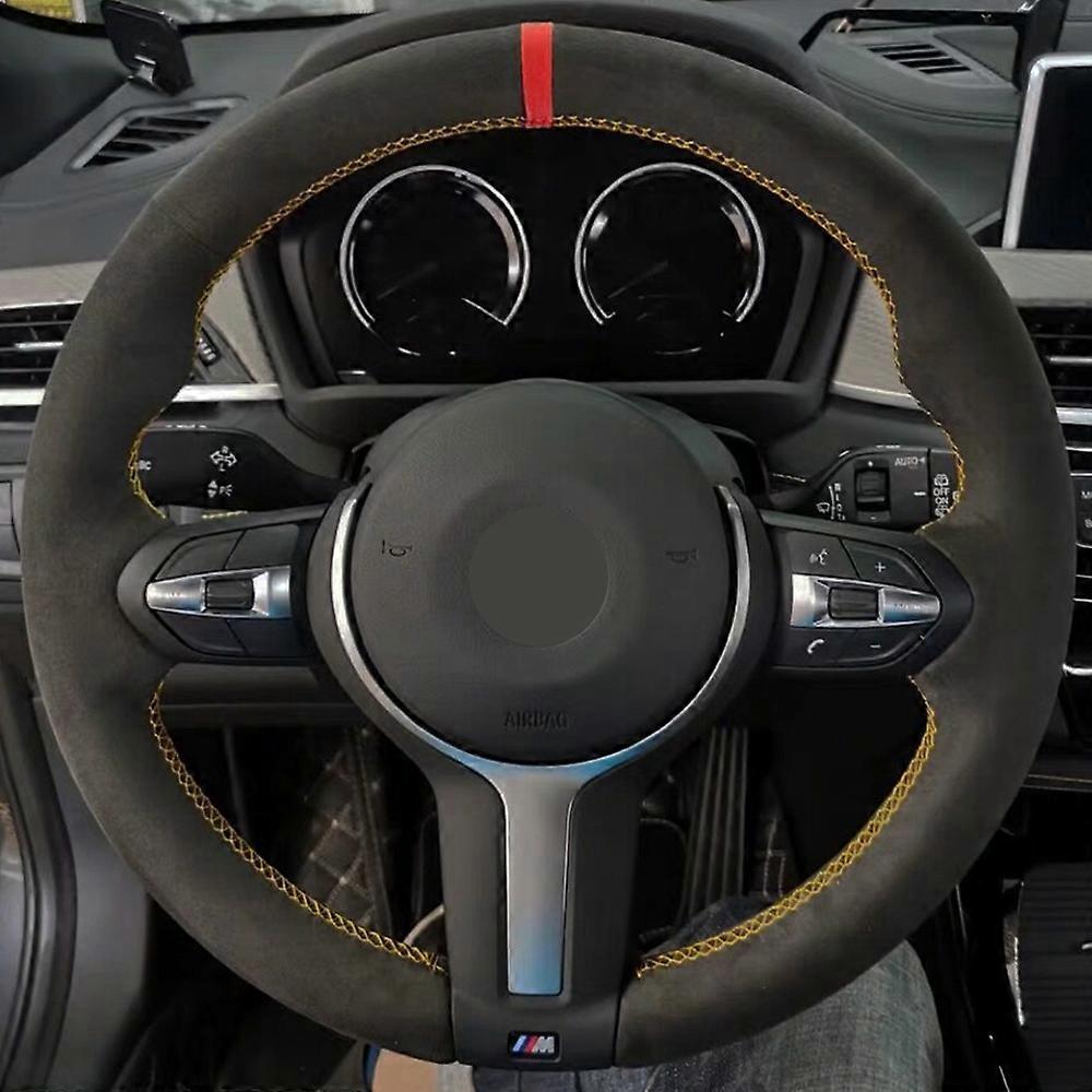 Hand-stitched Black Suede Car Steering Wheel Cover For BMW M Sport F30 F31 F34 X1 F07 F10 F11 X2 F25 F32 F33 F36 F39 X3 F48