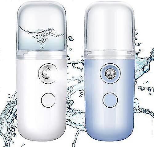 2 stykker 30ml Mini Face luftfukter Portable (hvit og blå)