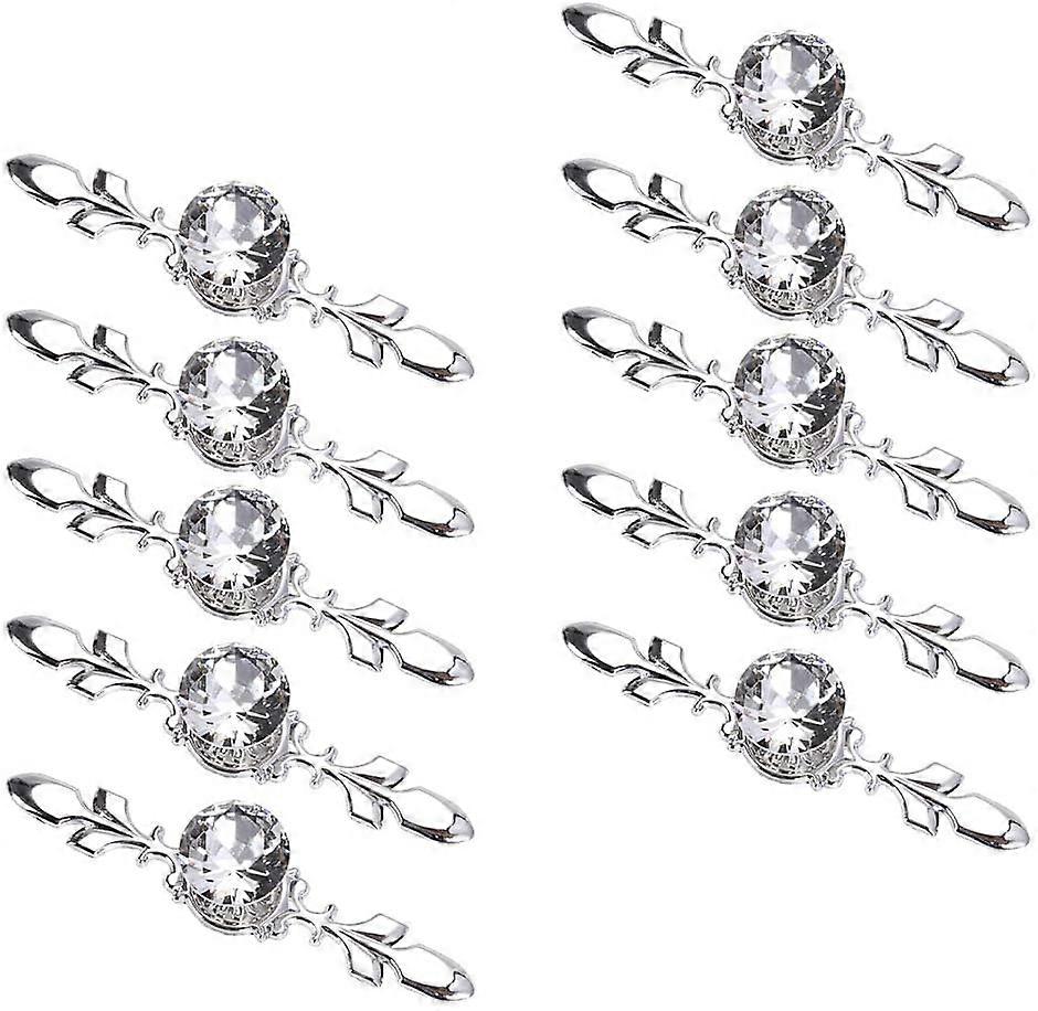 10 Pack Crystal Drawer Knob with Silver Plate - Diamond Cabinet Drawer Knob Drawer Knob with Screws(170mm)