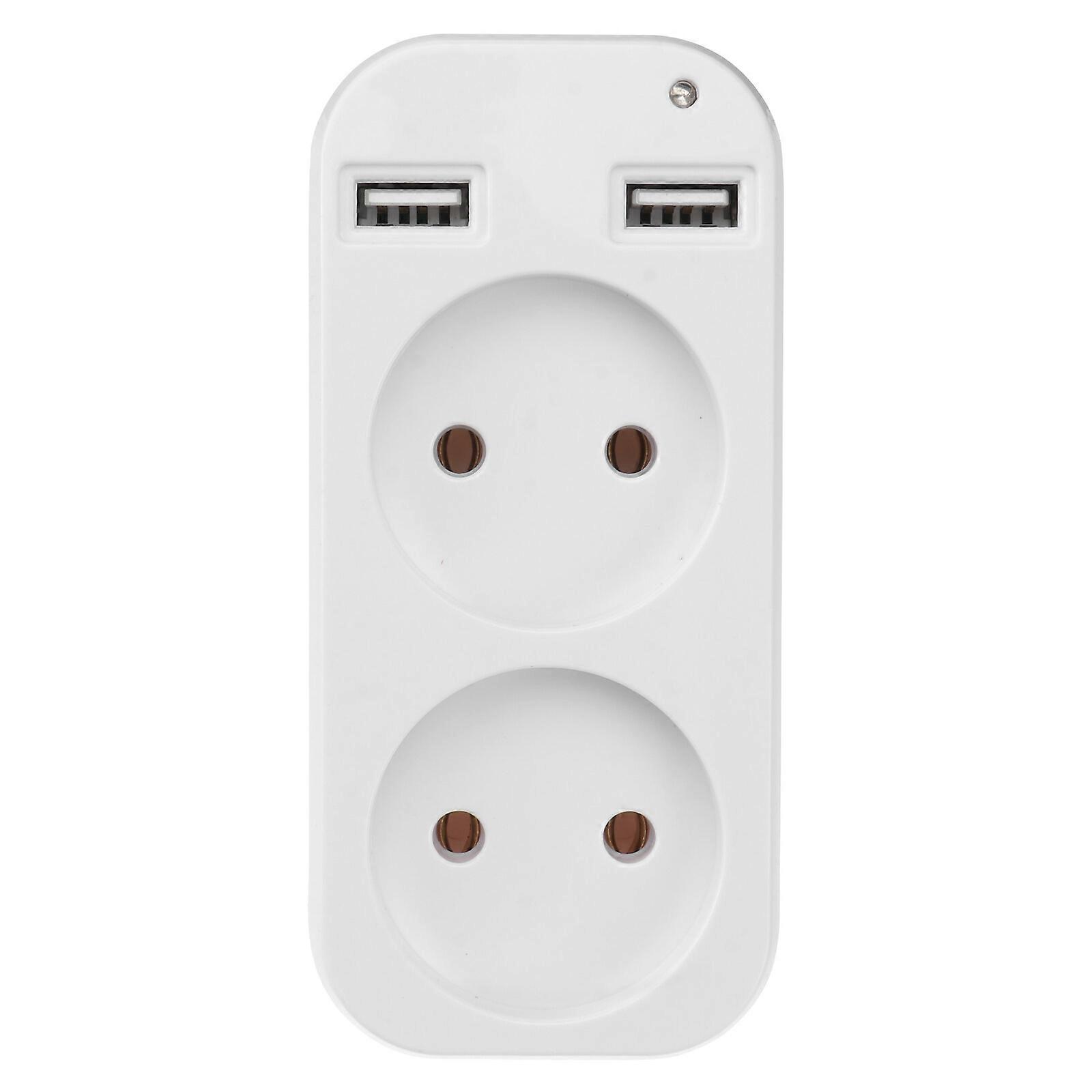 European Power Adapter Plug Double Socket Dual USB Socket Outlet Strip EU Plug