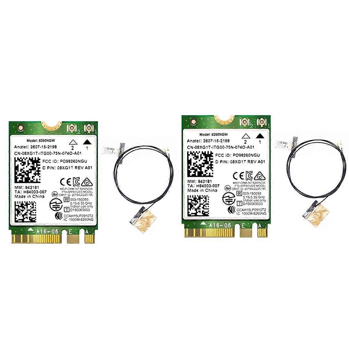 2 stuks 8260 8260NGW WiFi-kaart + antenne 2.4G / 5Ghz 867M Bluetooth 4.2 NGFF M.2 WiFi draadloze kaartmodule voor AC 8260