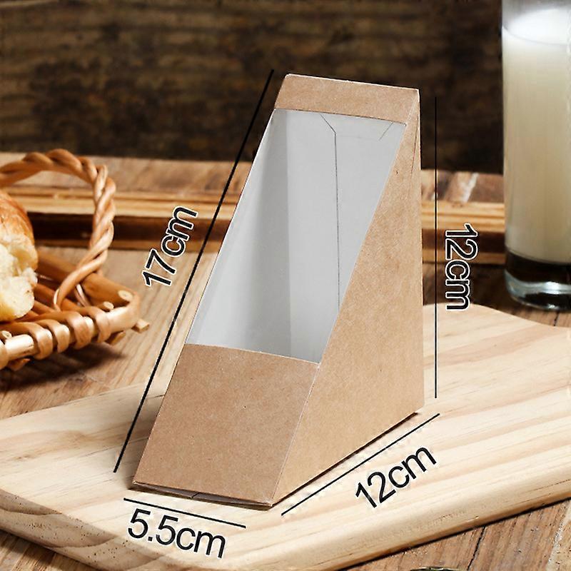 50Pcs Shop Pastry Packing Boxes Window Sandwich Boxes Triangle Baking Food Boxes
