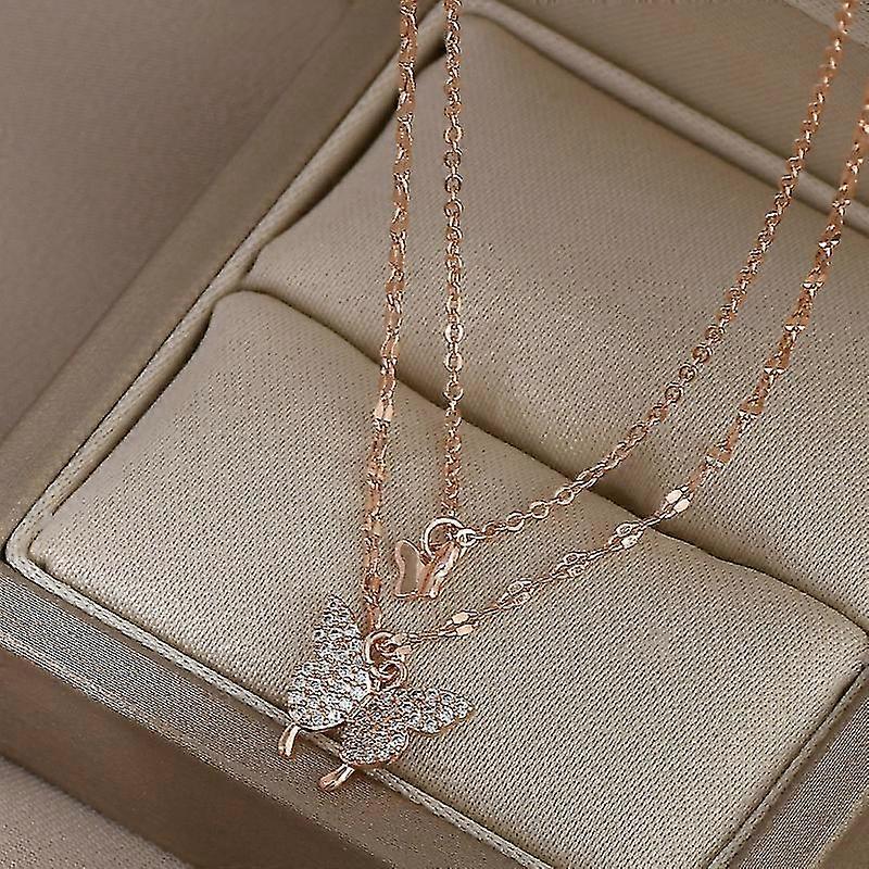 Butterfly Necklace Multilayer Exquisite Shiny Clavicle Chain Golden