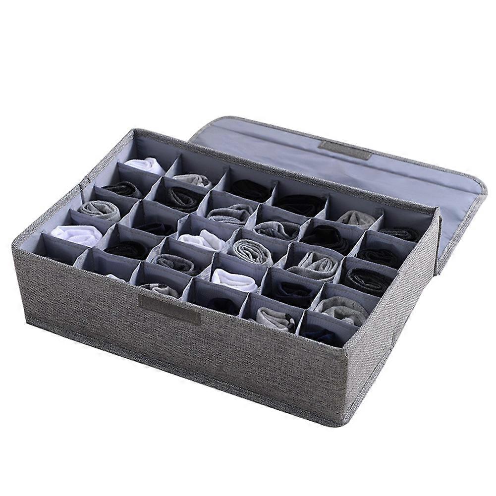 30 Grids Ties Socks Underwear Divider Wardrobe Organizer Storage Box with Lid