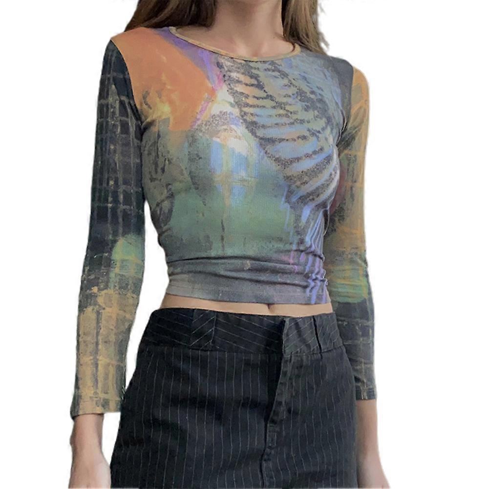 Tie-dye Coreano Basic Tee Pullover per le donne, moda in stile anni '90, design comodo e bello