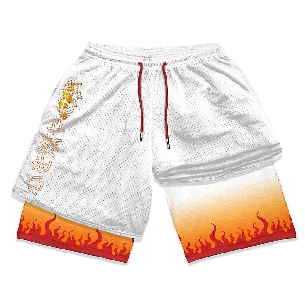 أنيمي شورتات رياضية رجالي نسائي قاتل الشيطان مانجا 3D طباعة السراويل الرياضية إلى اللياقة البدنية التمرين الصيف 2 في 1 شورتات أداء ذكر