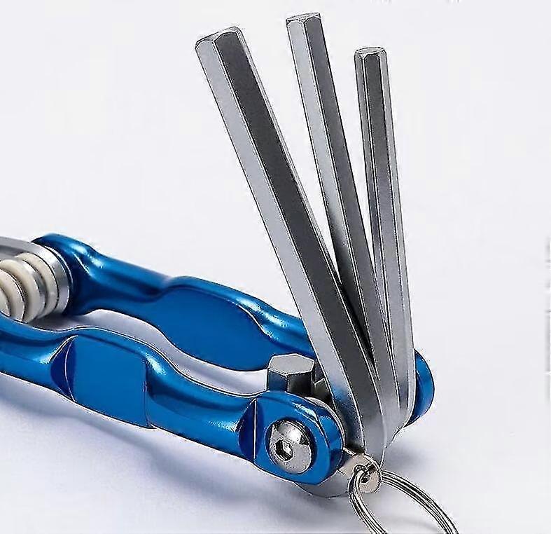 Folding Allen Wrench Tool Set, Metric Inch Torx Screwdriver 6 Angle Allen Wrench Manual 1 Piece Blue