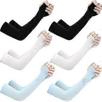6 Pairs Long Arm Sleeve Glove Sun Block Uv Protection For Driving Sports