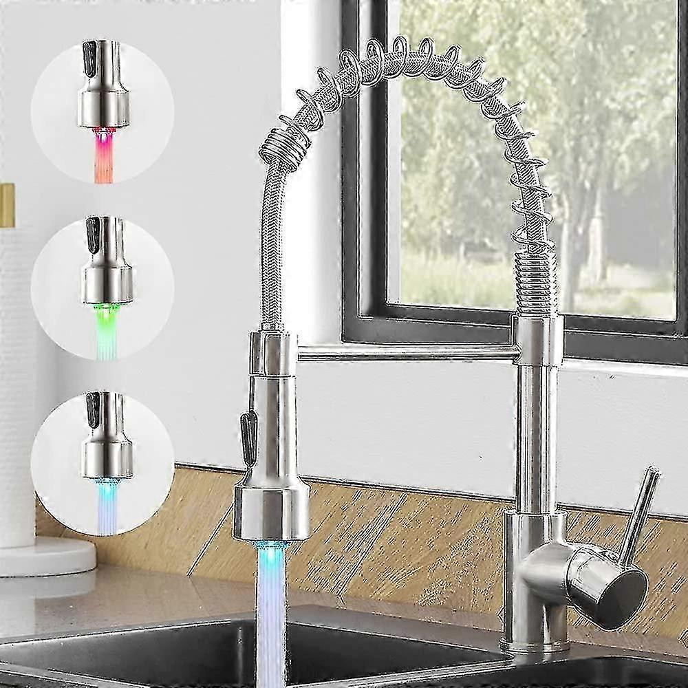 Kitchen Faucet With Led Light, Modern Single
