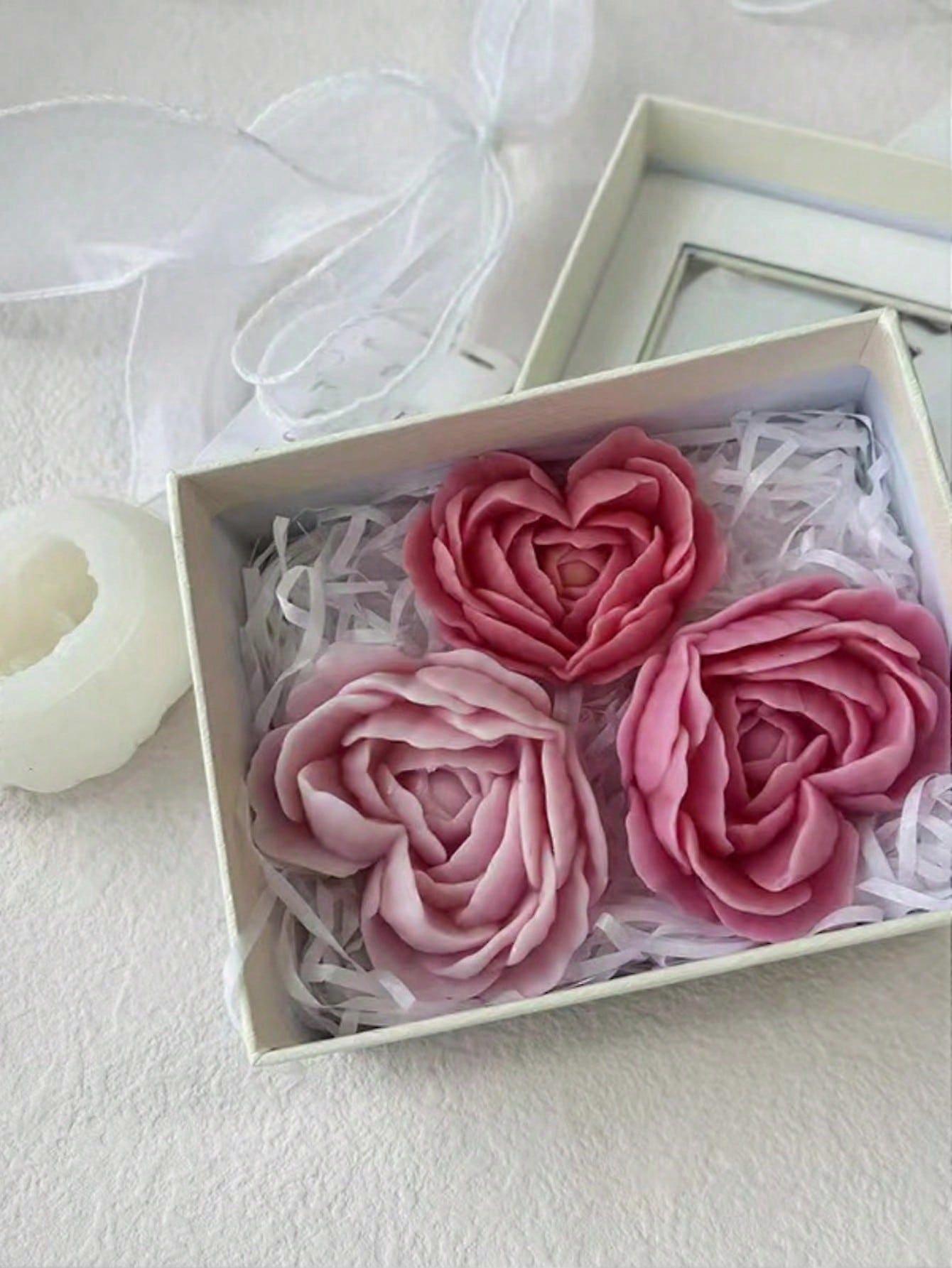 1pcハート型フラワーモールドローズアロマキャンドルシリコンモールドフレグランスストーンキャンドルディフューザー家の装飾シリコンモールド