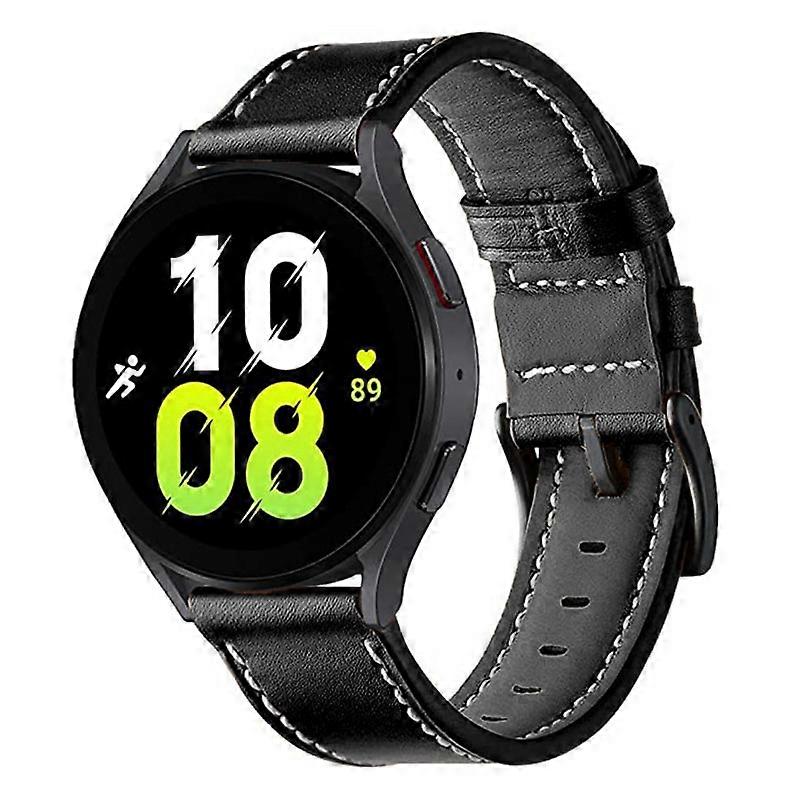 Til Garmin Forerunner 265 / 255 / Vivoactive 4 / Venu 2 22mm Syning Sort Spænde Læder Urrem