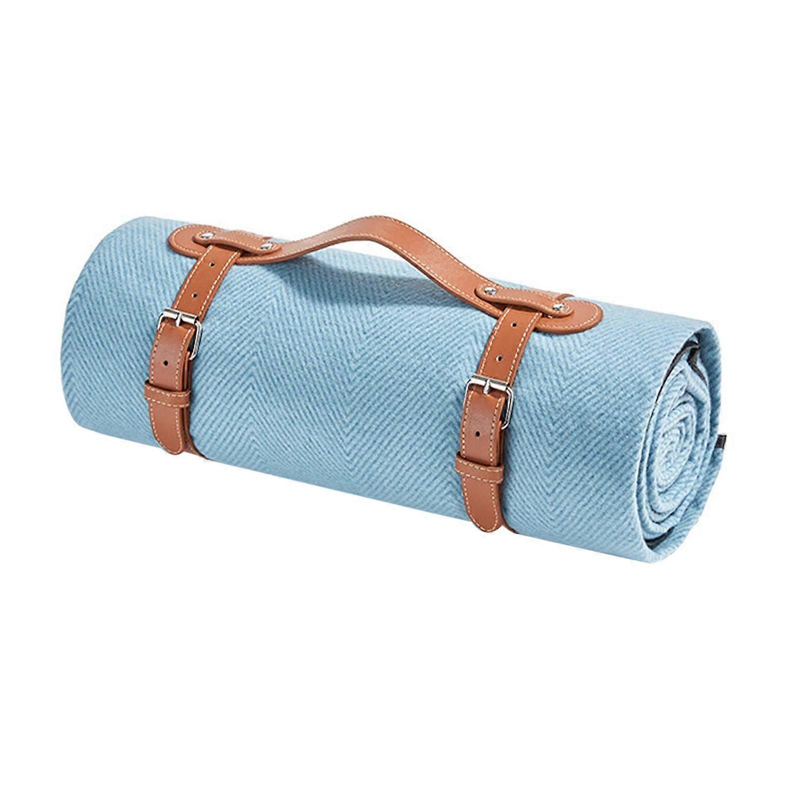 Picnic Blanket Water Resistant Backing Picnic Mat for Park Spring Outing BBQ Blue