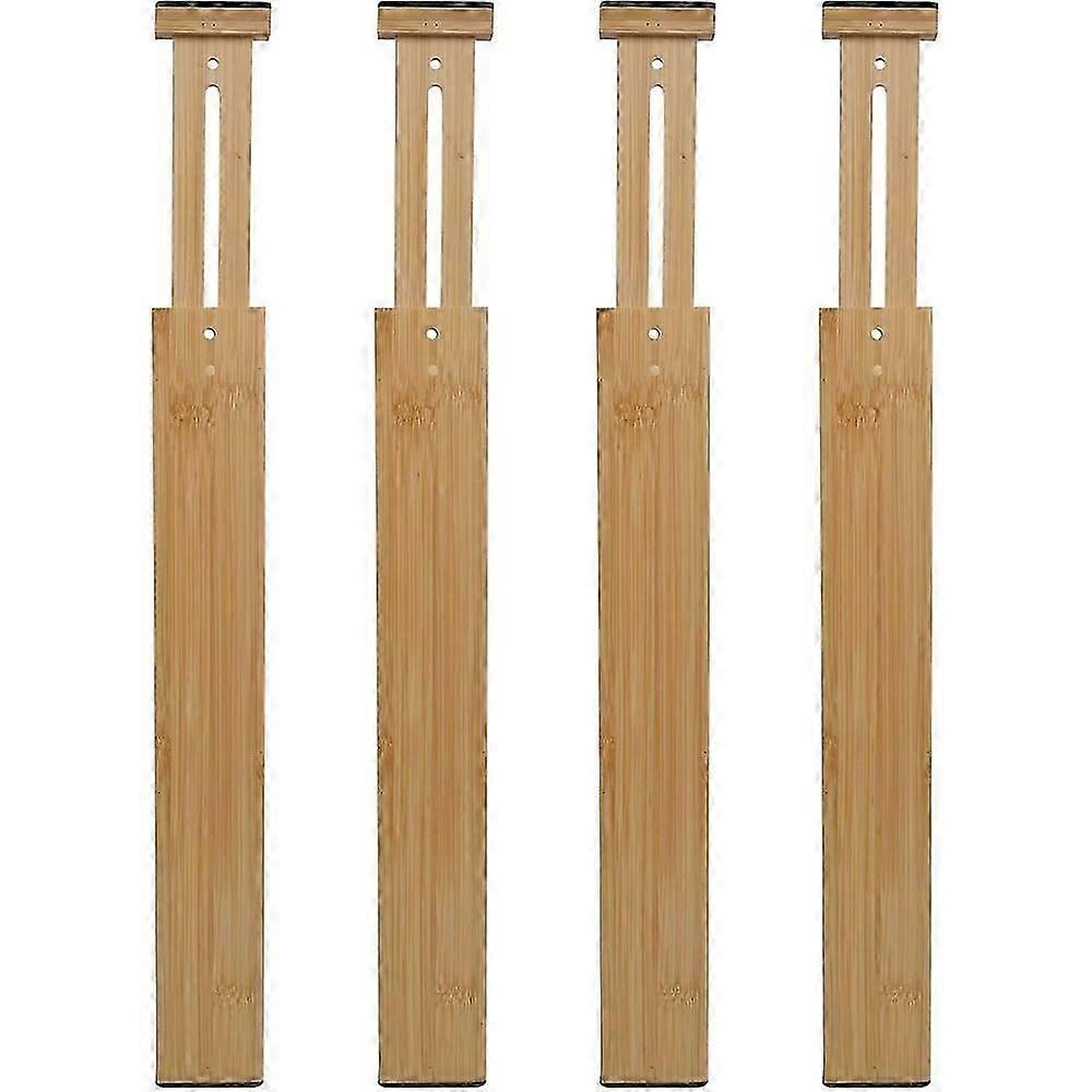 4 قطع قابل للتعديل من الخيزران درج فواصل 56 * 6 * 1.5 سم فواصل درج قابلة للتوسيع منظم درج تخزين لغرفة النوم حمام مكتب وخزانة مكتب