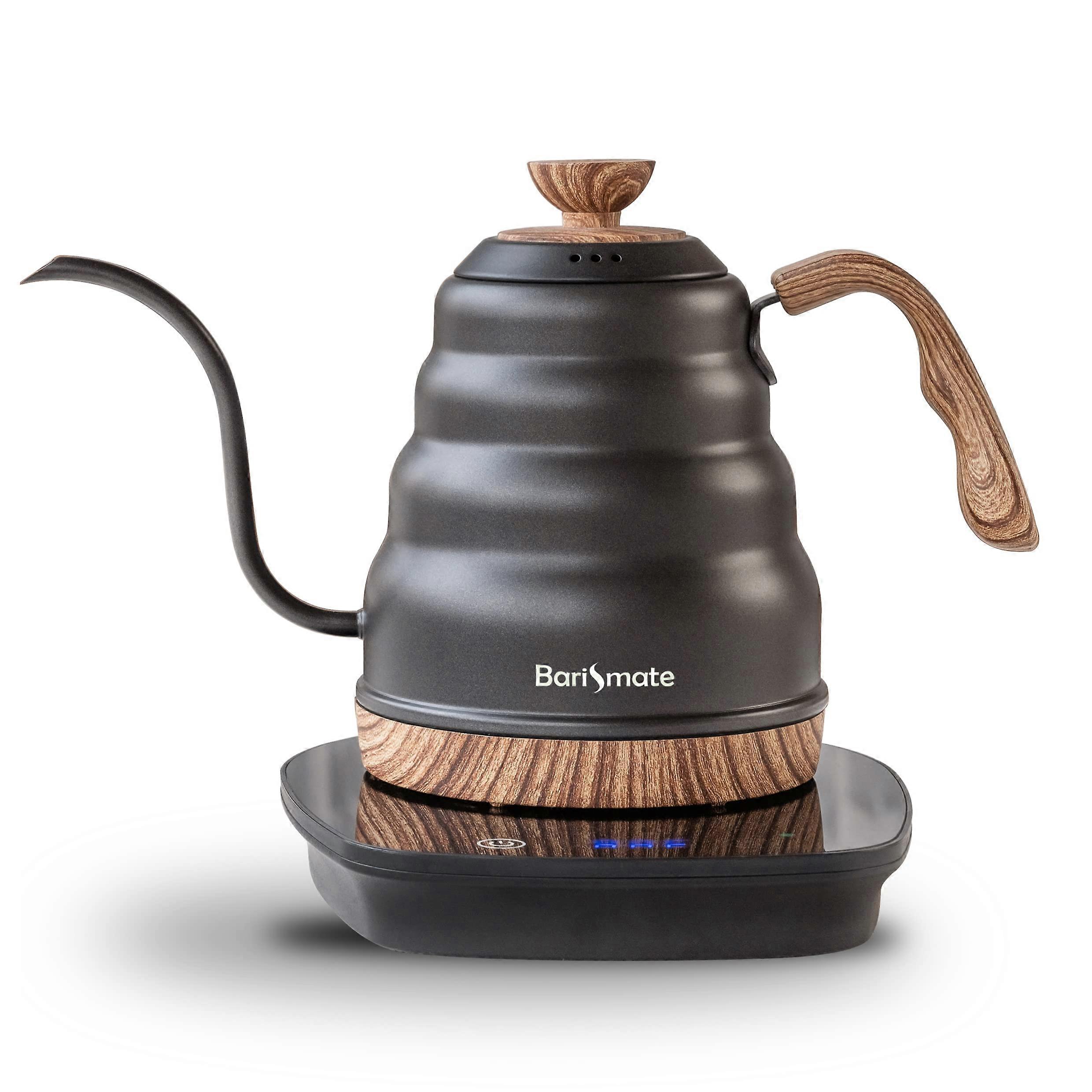 Electric Gooseneck Kettle 1200W Stainless Steel 1L with Variable Temperature Control and Auto Shut-off Matte Black