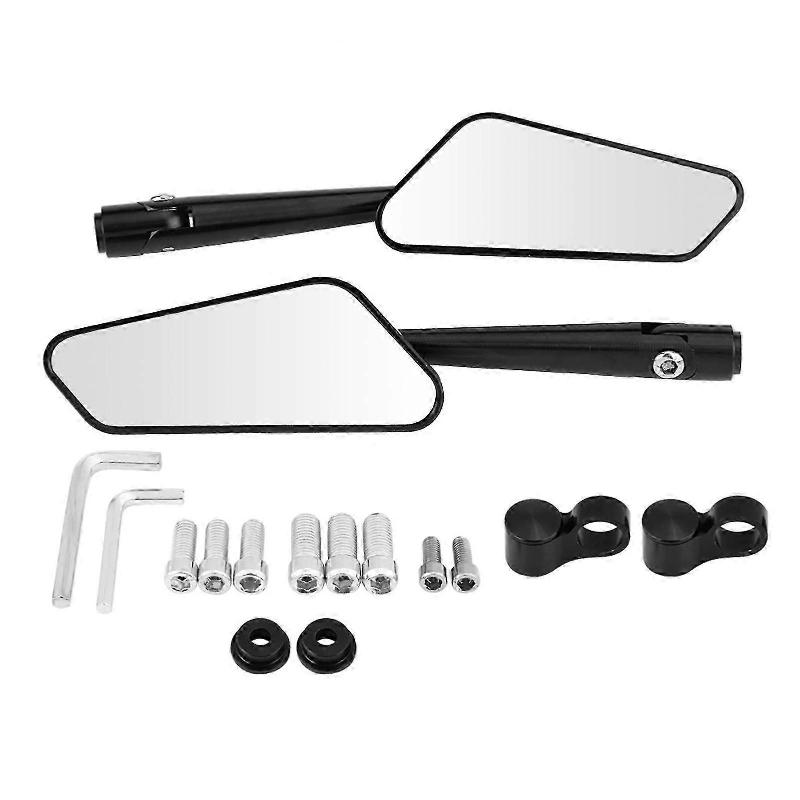 1 Pair Of Rectangle Motorcycle Side Mirror Rear View Mirror For Motorcycle Black