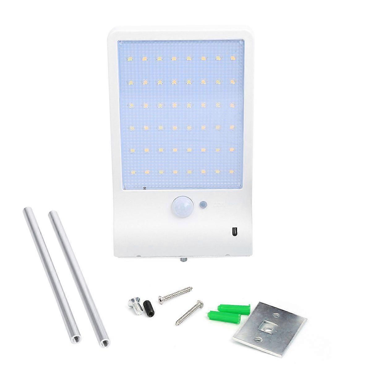 3 Modes Remote Control 48 LED Solar Power PIR Motion Sensor Outdoor Security Wall Light White