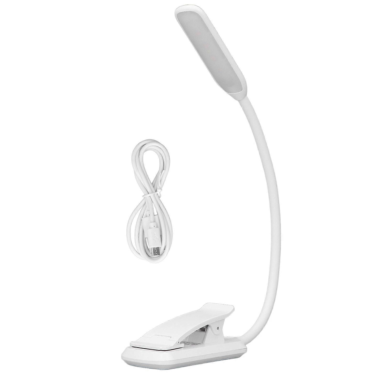 LED Desk Lamp Clip Design Three Level Adjustment Mini Foldable White USB Touch Table Light