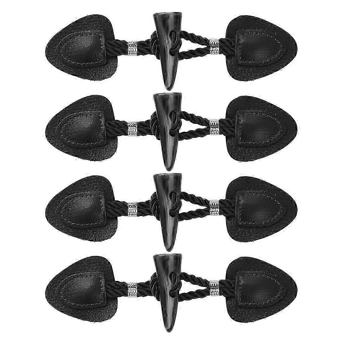 4Pairs PU Leather Toggle ButtonsVintage Resin Horn Toggle Buttons Coat Jacket Cardigan Fasteners Clasp DIY Clothing Decoration