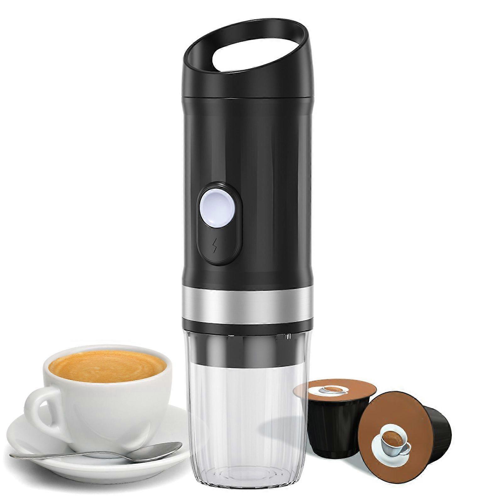 Portable Electric Espresso Coffee Machine Cordless Heat and Cold Brew 3oz Single Serve Mini Coffee Maker with 3-IN-1 Coffee Powder/N Capsule/DG Capsul