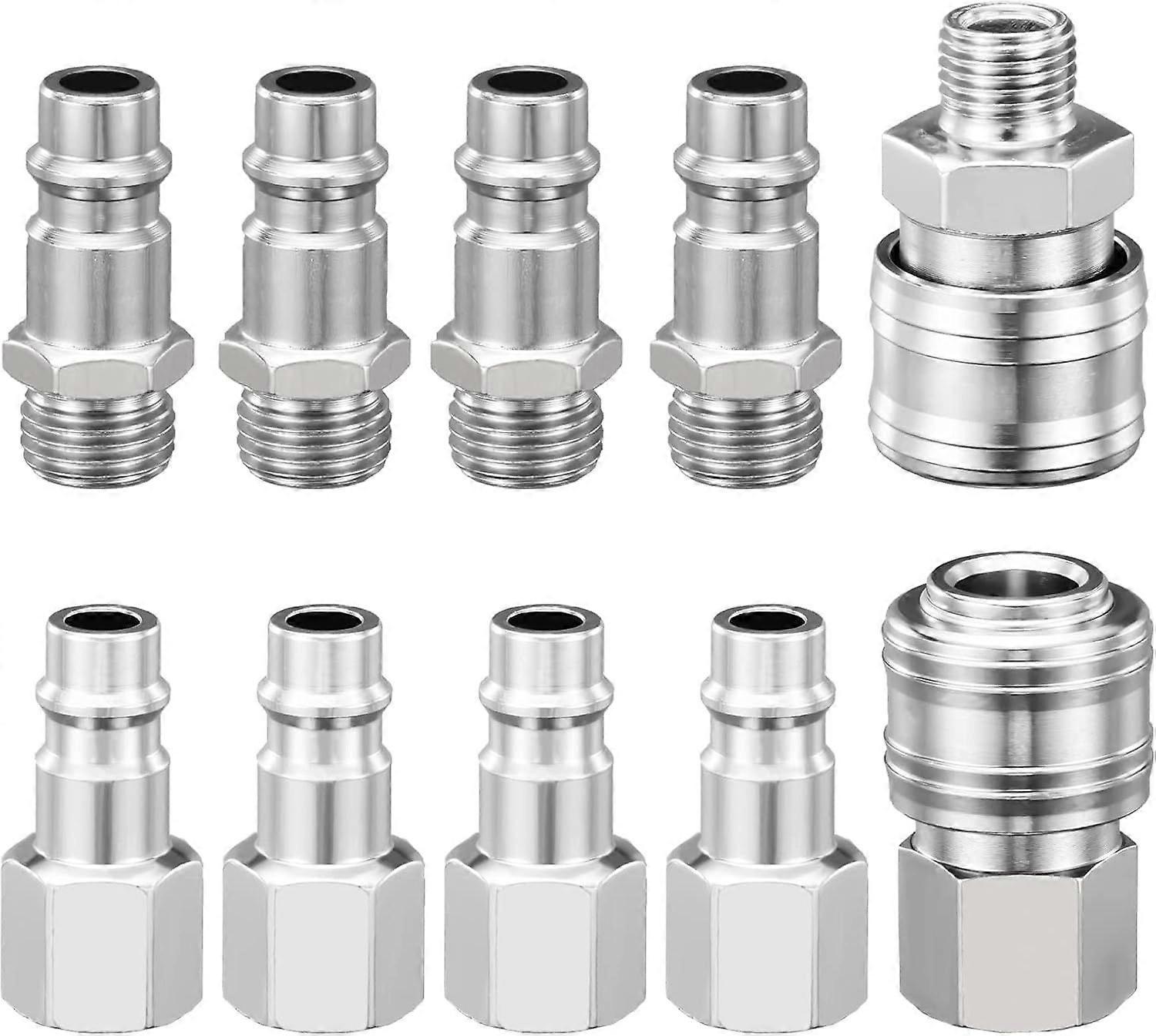 1/4" AU Pneumatic Quick Connector, 10 Pieces European Air Compressor Fitting, Compressor Connector for Pneumatic Hose