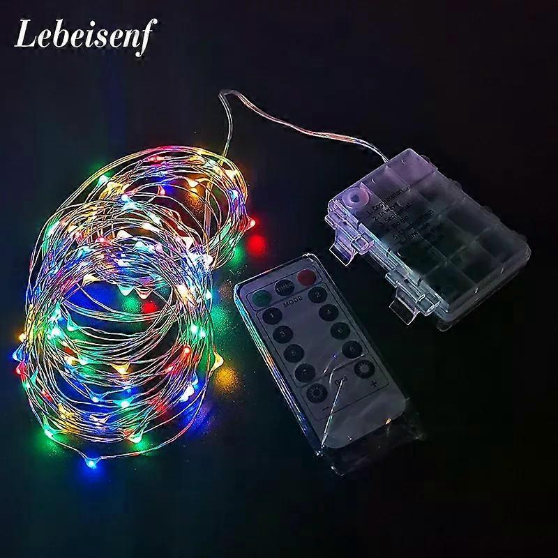 50Led 100Led Silver Led String Lights Fairy Garland Christmas Decoration Lights,Remote Control Waterproof Battery Power Supply