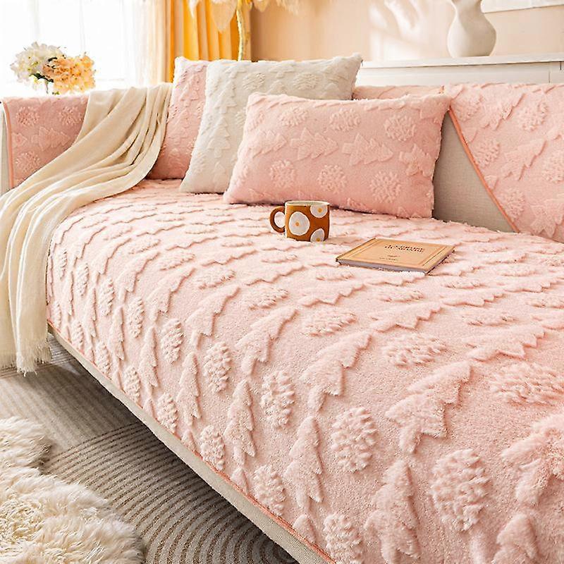 Winter Thickened Rabbit Plush Jacquard Sofa Cushion Non-Slip Sitting Cushion Leather Sofa Cover Warm Dust Backrest Cover Cloth