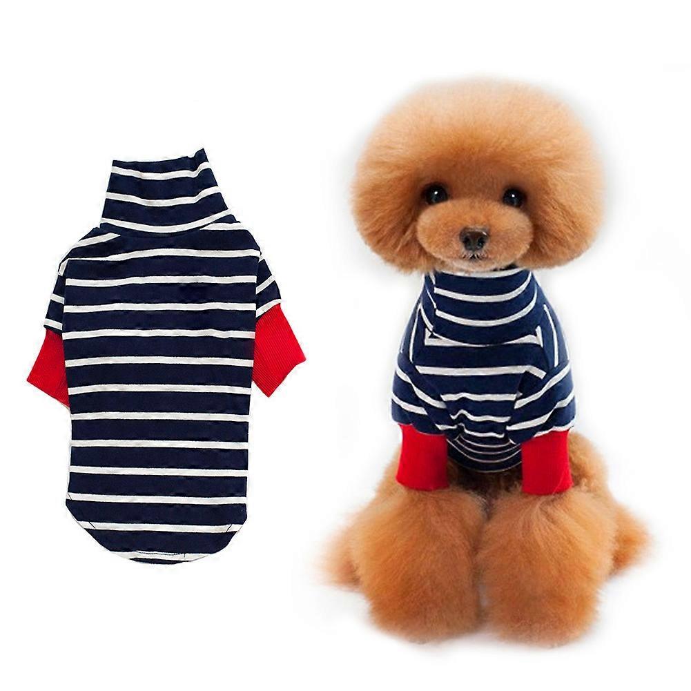 ストライプベースシャツハイカラーペット服(小型犬用)