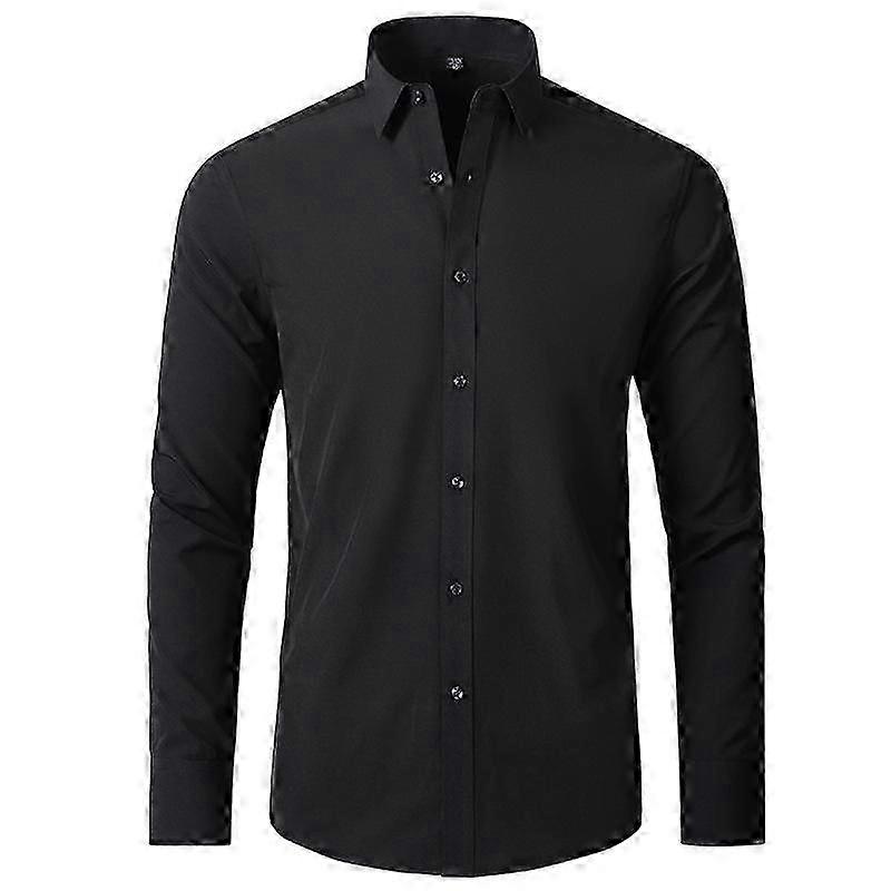 Camicia da uomo elasticizzata, senza stiratura, antirughe, semplice camicia da lavoro sottile