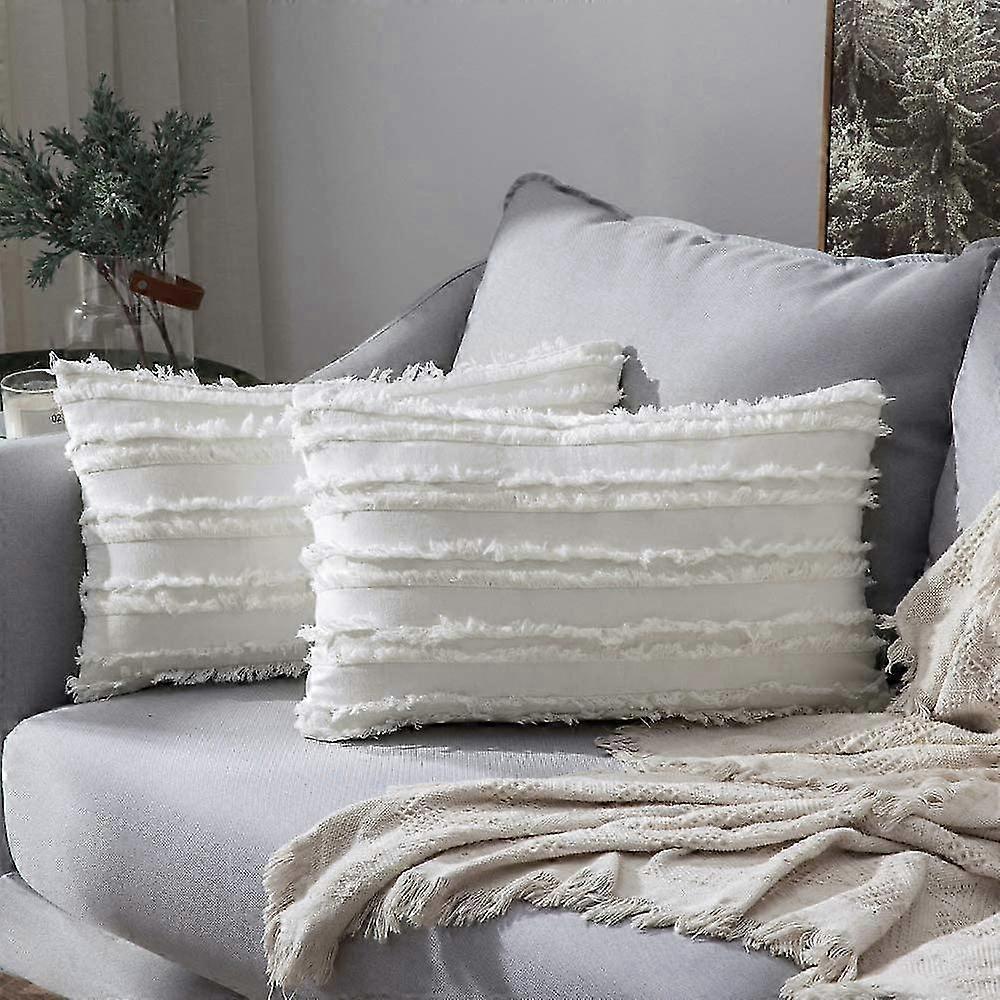 Set of 2 Handmade Decorative Solid 100% Cotton Canvas Throw Pillow Covers, 11 Colors Available - (18