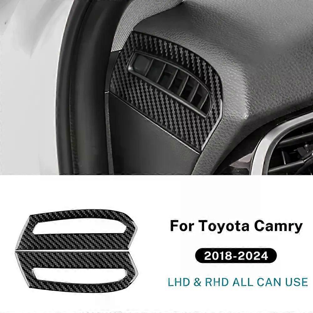 Real Soft carbon Fiber compatible for Toyo-ta Camry 2018 2019 2020 2021 2022 2023 2024 LHD RHD Car Instrumentside Air Outlet Interior Panel