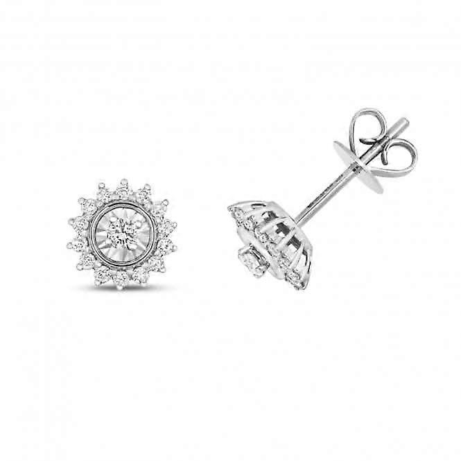Diamond Illusion Cluster Stud Earrings ED328W