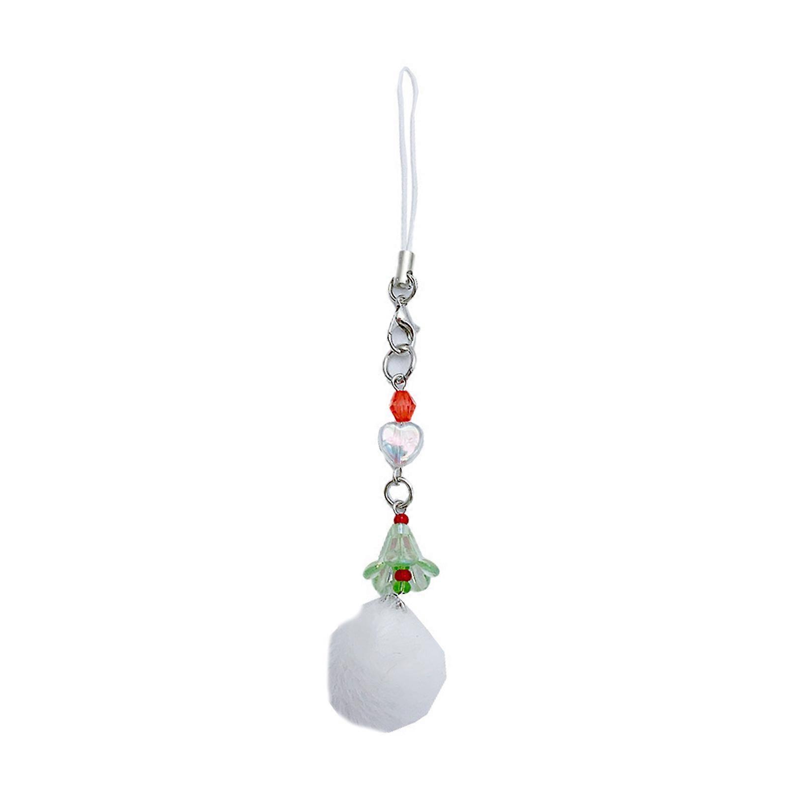 Colorful Beads Keychain Versatile Beaded Keyring Furry Ball Shape Mobile Phone Strap Accessories for Various Occasion