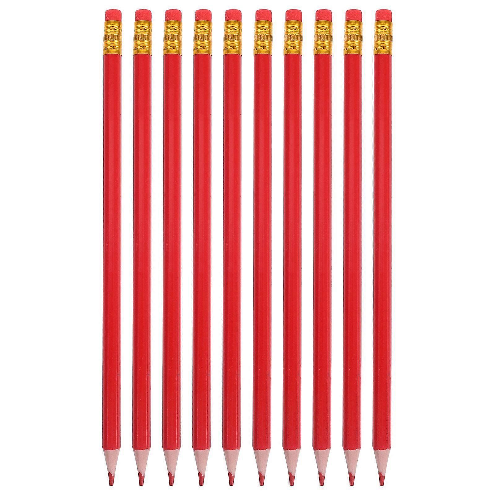 12 Pcs Sharpened Pencils Red Pencils Erasable Colored Pencils With Erasers Colored Drafting Pencils Correcting Pencil For Checking Map Coloring Test S
