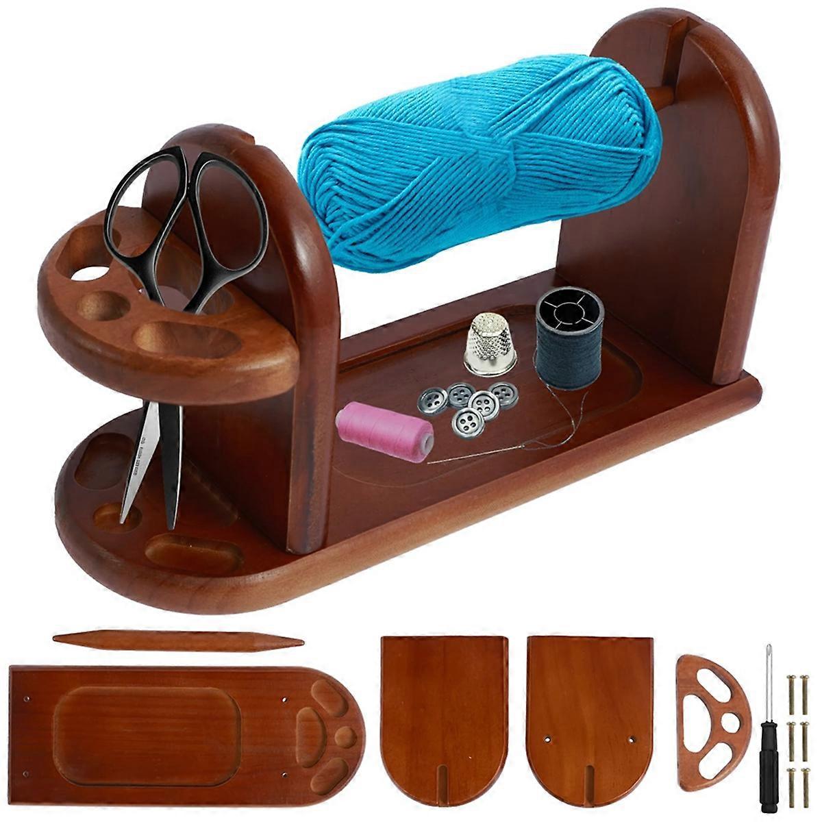 Wooden Yarn Holder for Knitting Crochet, Yarn Rack Stand with Slots