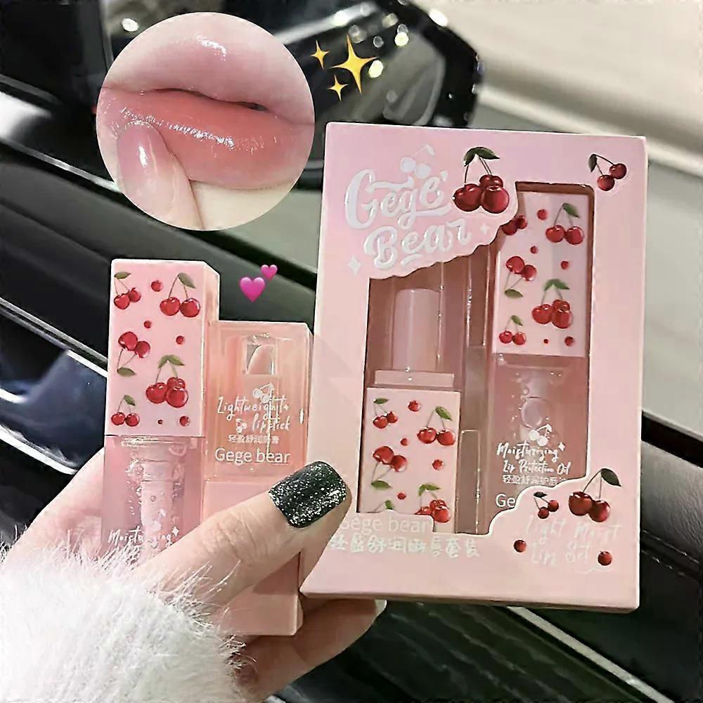 Cherry Hydrating Lip Balm and Lip Oil Set Gege Bear Light Ενυδατικό Καταπραϋντικό και Τρυφερό Χείλη για Χειμερινή Χρήση