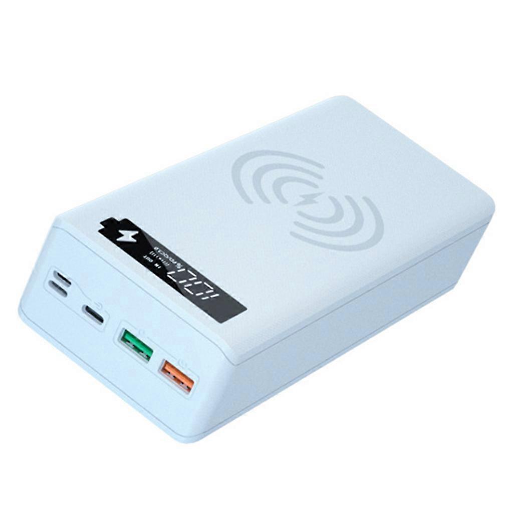 Power Bank for Shell Detachable QC3.0 PD LCD Display 16x18650 Battery for Case 5W/10W Wireless Charging without Battery  white
