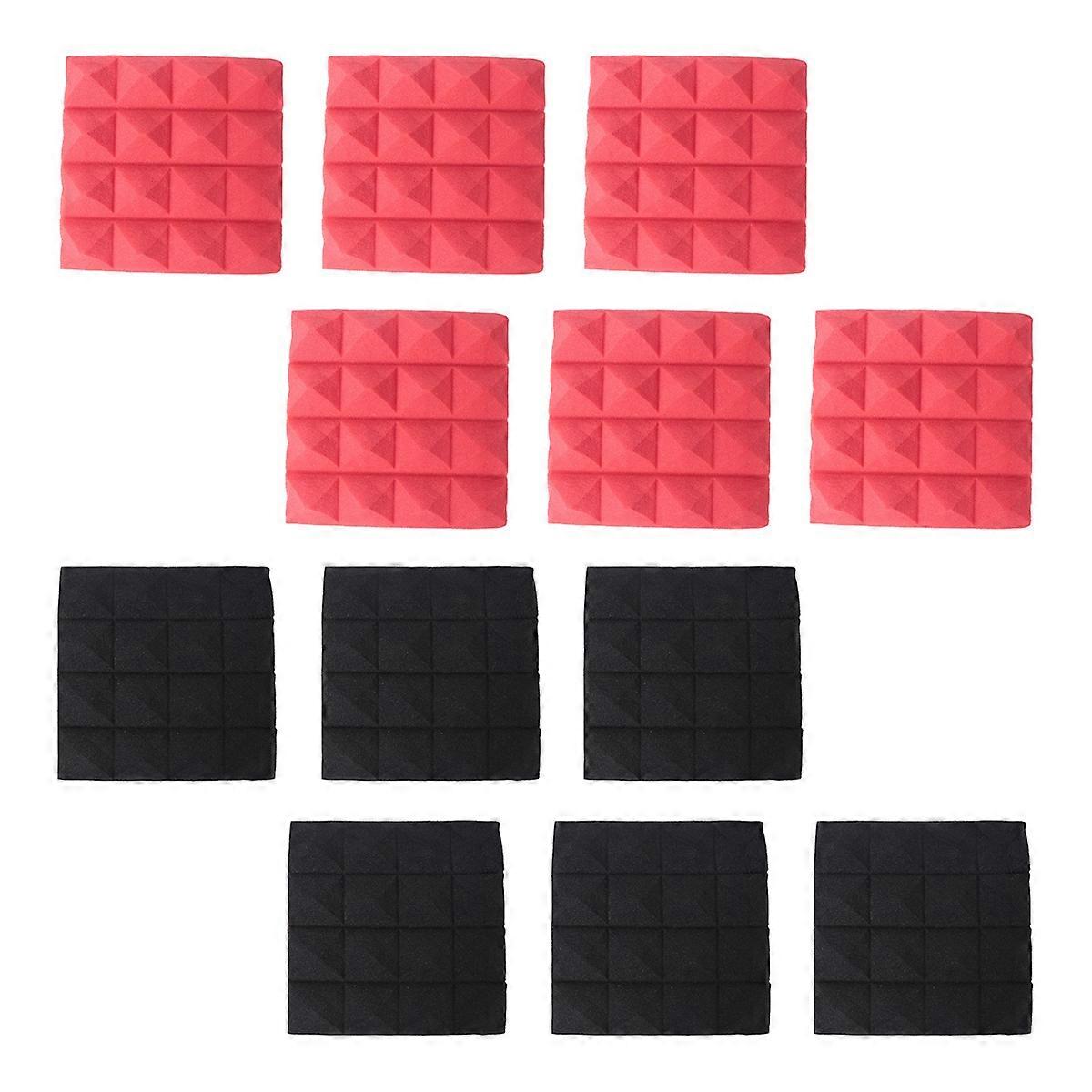 Charcoal Acoustic Foam Tiles Soundproofing Foam Panels(Black+Red)