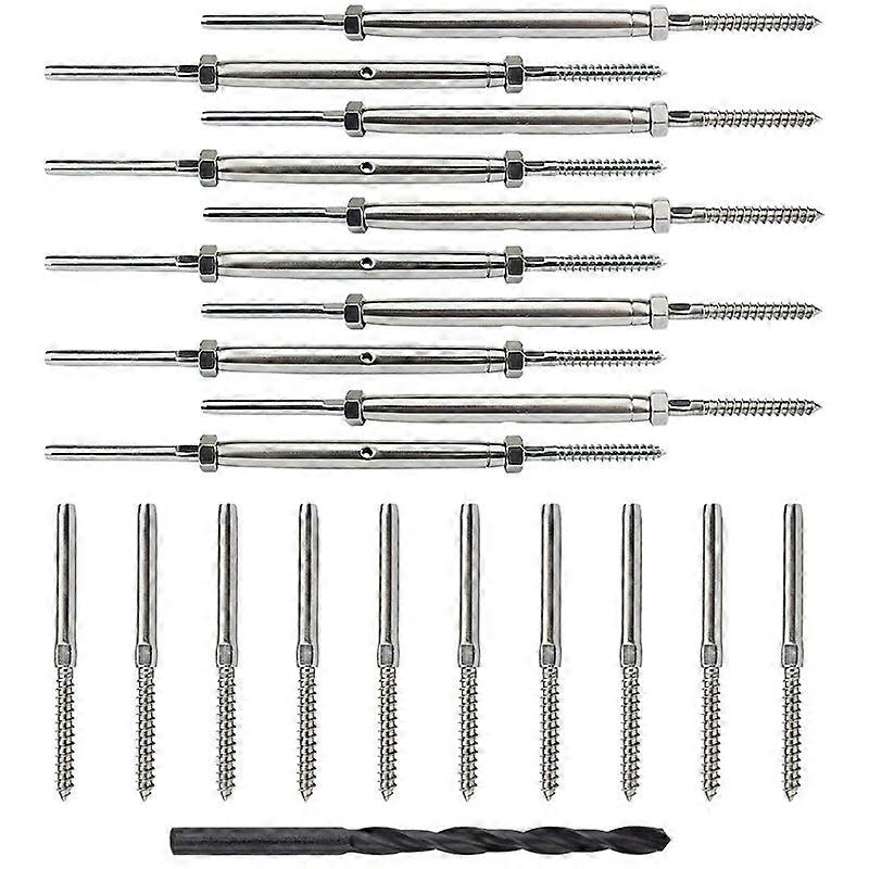 10 Pairs Lag Screw Swage Turnbuckle Tensioner and Lag Screw Stud