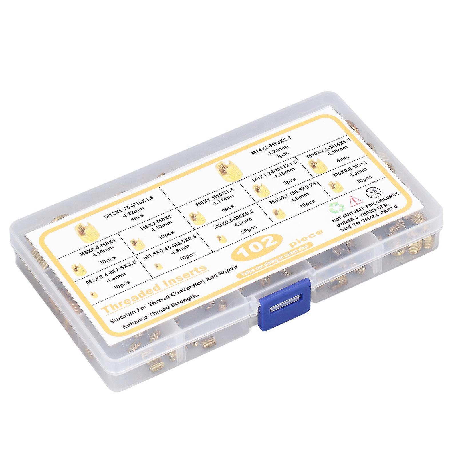 102Pcs Self Tapping Thread Inserts M2‑M14 Quick High Carbon Steel Reinforce Repair Tool 