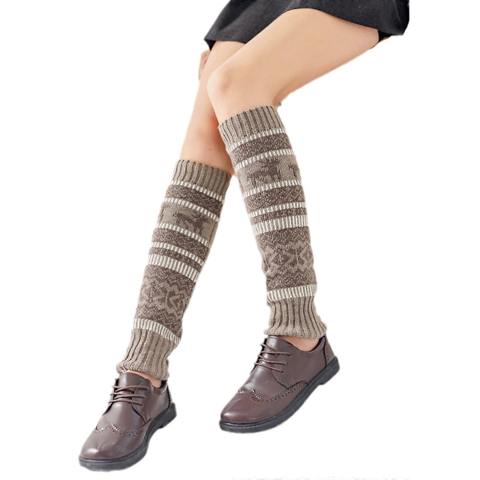 الشتاء الساق تدفئة فضفاضة الساقين أكثر دفئا الجوارب محبوكة التمهيد الأصفاد الجراميق جورب الرياضة الشتوية للنساء الفتيات الكاكي