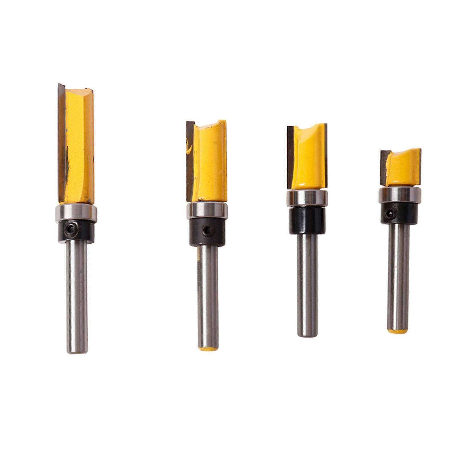 4 Pcs 1/4 Inch Shank Flush Trim Pattern Bit Set, Trim Tools, Router Bits, Professional Wood Top Woodworking Milling Tools